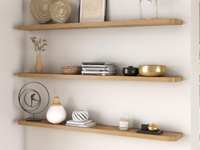 J Thomas Home Rustic Alder Radius Corner Floating Shelves 