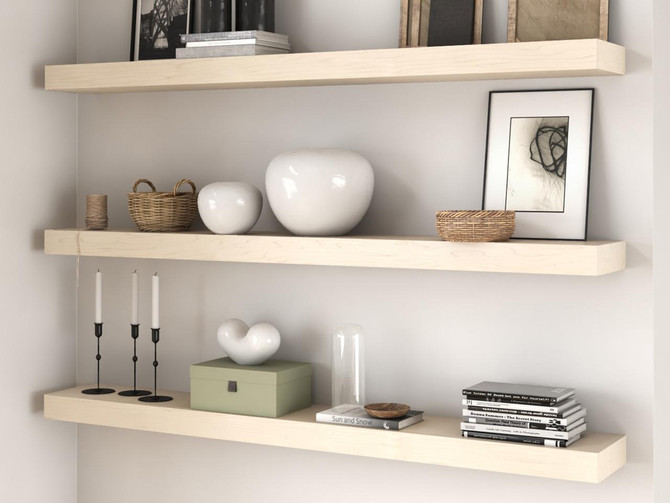 J Thomas Home Maple 3" Thick Floating Shelves 