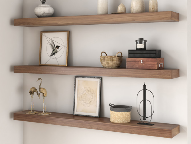 Walnut 3" Thick Floating Shelves