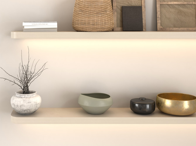 Maple Radius Corners Lighted Floating Shelves