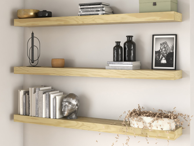 Pine 3" Thick Floating Shelves