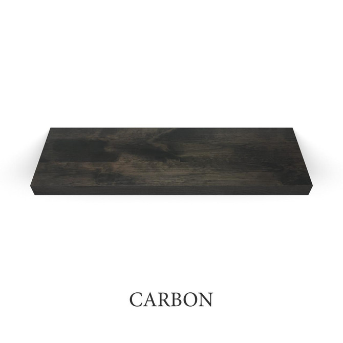 j thomas home superior alder 1 5/8” thick floating shelf finished with carbon stain