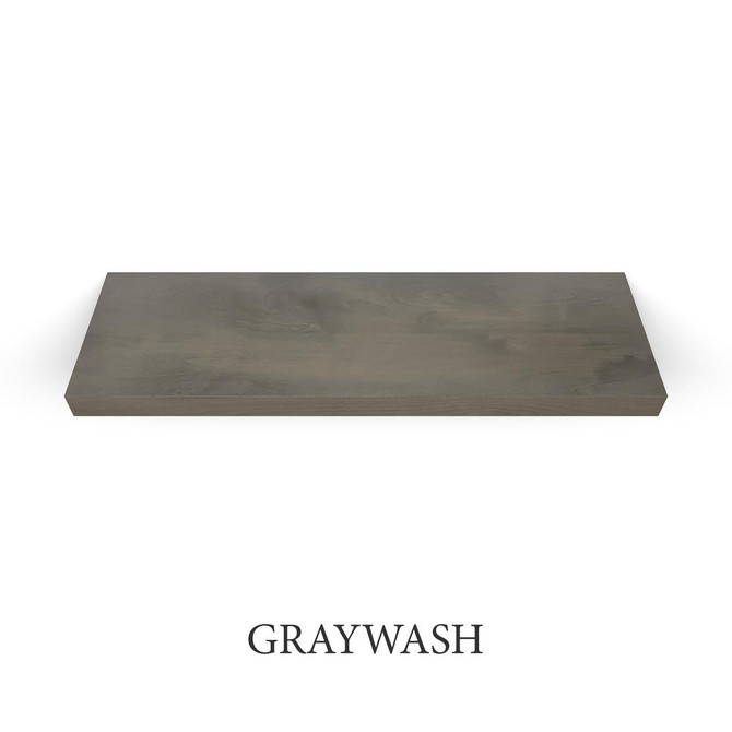 j thomas home superior alder 1 5/8” thick floating shelf with the color graywash