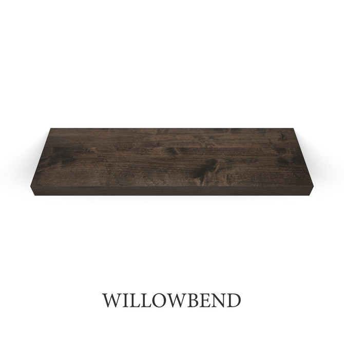 j thomas home superior alder 1 5/8” thick floating shelf with willowbend a popular stain color