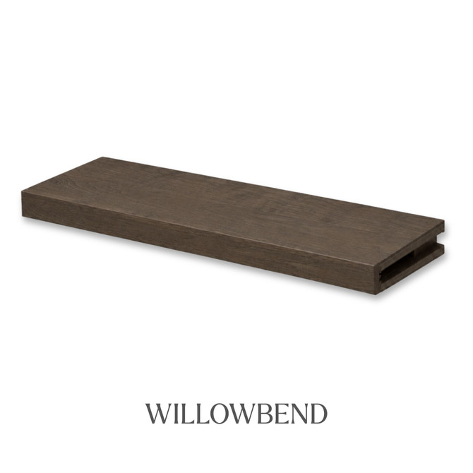 2-inch Walnut alcove floating shelf in Willowbend with a medium brown finish and visible natural walnut grain.