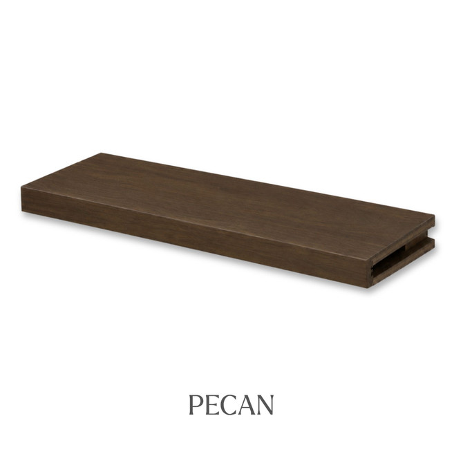 2-inch Walnut alcove floating shelf in Pecan with a warm brown finish and visible natural wood grain.