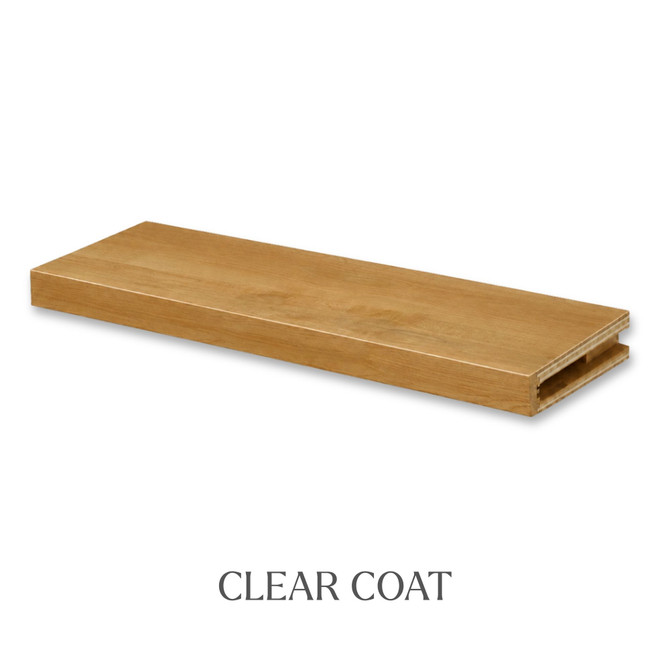2-inch Superior Alder alcove floating shelf in Clear Coat highlighting the warm natural color and subtle wood grain.