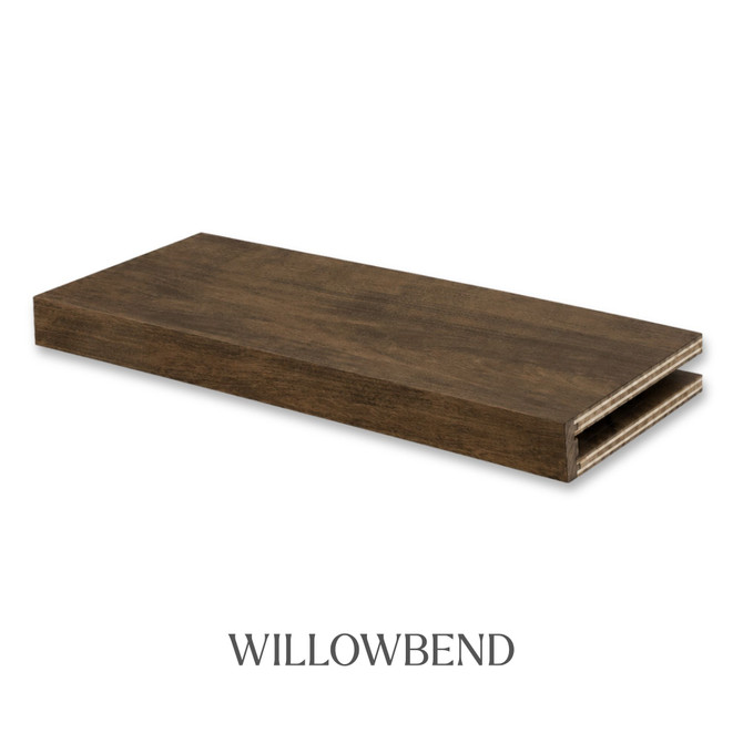 3-inch Maple alcove floating shelf in Willowbend with a warm medium-brown finish and visible natural maple grain.