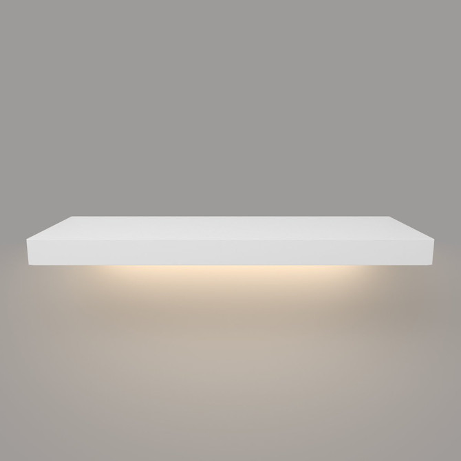 LED Floating Shelf – Painted White Wood, 2