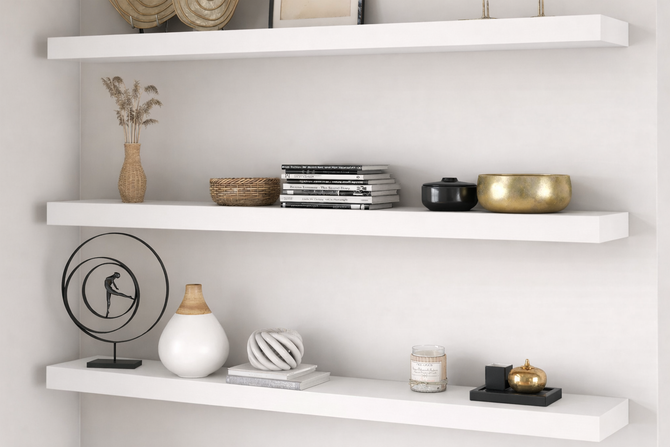 White Painted 3" Thick Floating Shelf