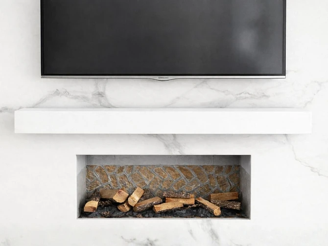 White Painted Floating Mantel