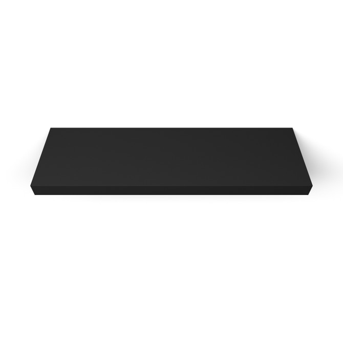 Top view of painted black floating shelf, 1 5/8 inch thick – modern minimalist style
