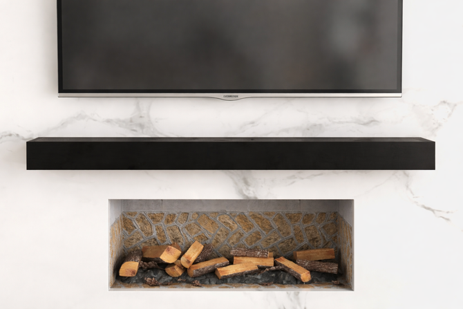 Black Painted Floating Mantel