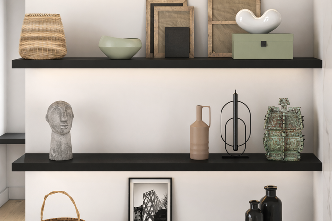 LED Black Floating Shelf