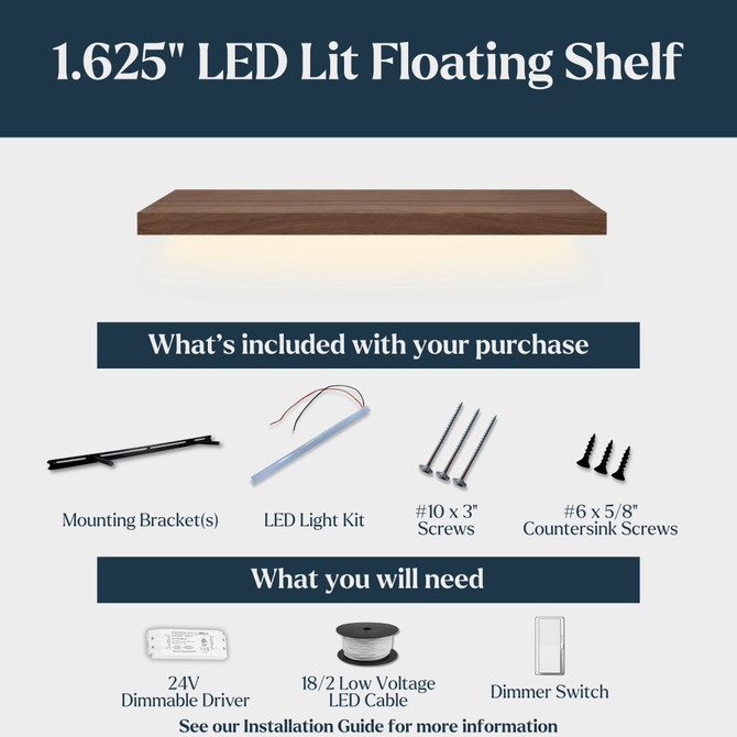 LED Black Floating Shelf