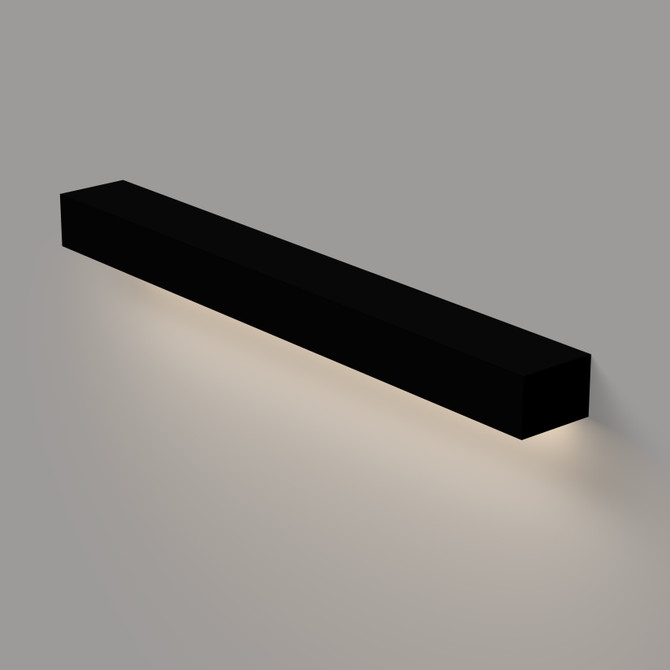 Top-down view of the black painted mantel shelf with integrated lighting, showing the smooth finish and spacious surface for décor.