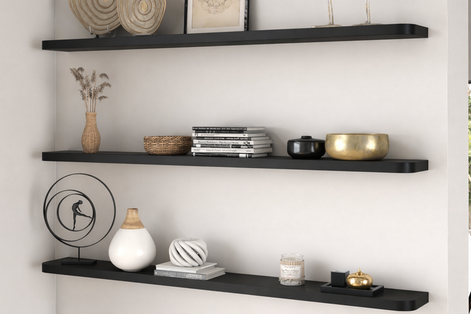 Black Radius Corners Floating Shelves