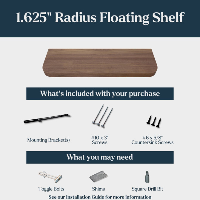 Red Oak Radius Corners Floating Shelves