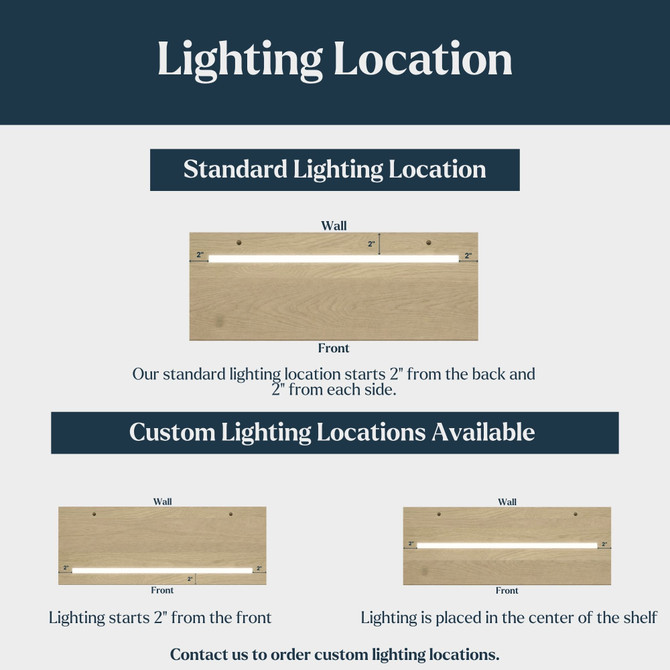 Red Oak Radius Corners Lighted Floating Shelves