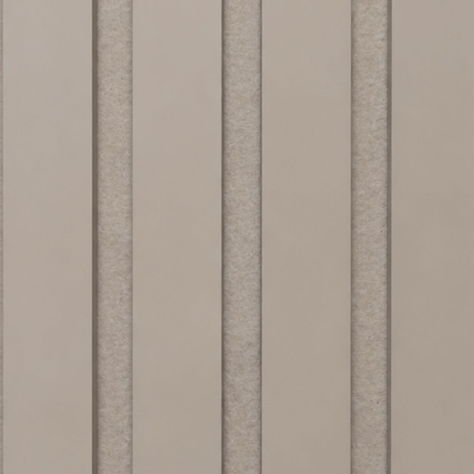 Close-up of Dusk painted acoustic slat wall panels highlighting the 1-inch slats and light taupe acoustic felt.