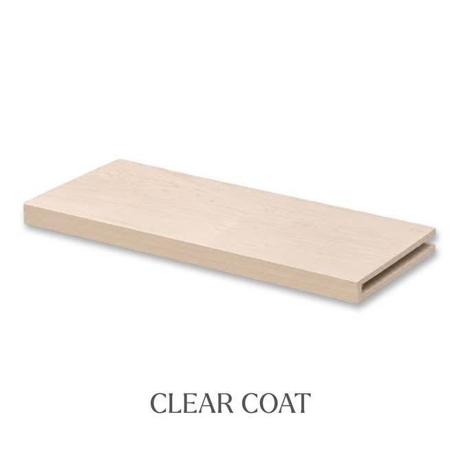 1 5/8-inch solid Maple alcove floating shelf in Clear Coat finish with an open end for trimming.