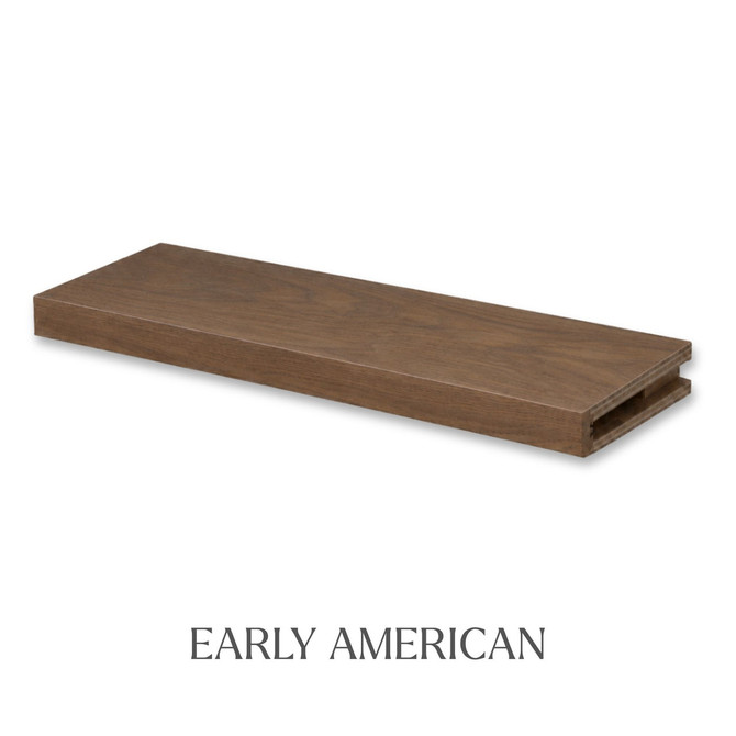 2-inch Walnut alcove floating shelf in Early American with a warm medium-brown finish and visible natural walnut grain.