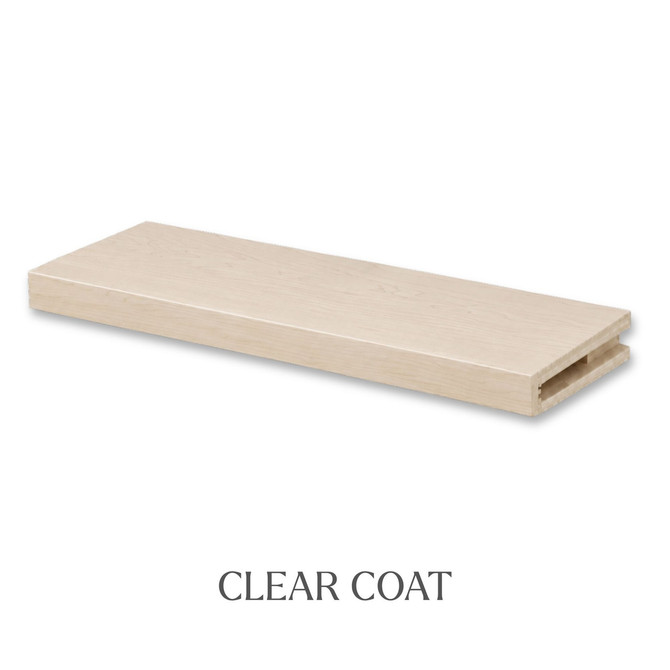2-inch Maple alcove floating shelf in Clear Coat highlighting the light natural color and subtle maple wood grain.