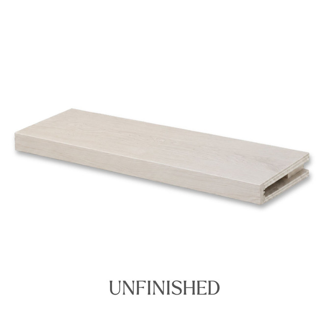2-inch unfinished Maple alcove floating shelf showing the natural light wood color, subtle grain, and open end for installation.