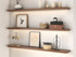 Walnut Radius Corners Lighted Floating Shelves