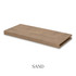 1 5/8-inch solid Superior Alder alcove floating shelf in Sand finish with an open end for trimming.