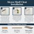 Alcove floating shelf hidden cleat installation guide showing how wooden side and back cleats are leveled, secured to the wall, and concealed inside the shelf.