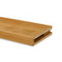 Close-up of a 2-inch Superior Alder alcove floating shelf in Clear Coat showing the open end and routed channel for side cleat installation.