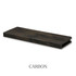 2-inch Rustic Alder alcove floating shelf in Carbon with a deep dark finish, visible knots and wood grain, and an open end for installation.