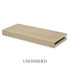 3-inch unfinished White Oak alcove floating shelf showing the natural raw color and grain of the wood.