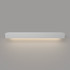 Front view of a white floating mantel shelf with integrated LED lights, highlighting its clean lines and soft glow under the shelf.