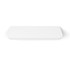 Front view of a white floating shelf with soft radius corners, highlighting the clean lines and elegant painted surface.