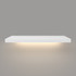 Front view of painted white floating shelf with integrated hardwired LED light – 1 5/8 inch thick solid wood design by J Thomas Home.