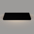 Top-down view of a 2-inch thick black painted floating shelf with hardwired LED lighting, crafted from maple wood with a smooth finish and clean, modern lines.