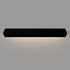 Angled view of a black painted floating mantel shelf with LED lighting, mounted on a wall and showcasing sleek design with ambient light beneath.