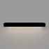 Front view of a black floating mantel shelf with integrated LED lights, highlighting its clean lines and soft glow under the shelf.