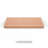 Top view of a 3-inch thick unfinished red oak floating shelf, showing natural grain, raw wood texture, and color variation.