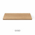 Top view of a 1 5/8-inch thick solid red oak wood shelf with integrated LED lighting, finished in sand, showing natural grain and warm neutral tones.