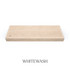 Top view of a 2-inch thick red oak floating shelf with integrated LED lighting, finished in whitewash, showing subtle grain and light color variation.
