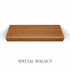 Top view of a 3-inch thick LED-lit red oak floating shelf finished in Special Walnut, showing medium red-brown color, natural grain variation, and integrated LED lighting.