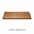Top view of a 1 5/8-inch thick solid red oak floating shelf with battery-powered LED lighting, finished in Early American stain, showing warm brown tones and visible grain.