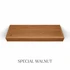 Top view of a 3-inch thick red oak floating shelf with battery-powered LED lighting, finished in Special Walnut, showing medium red-brown tones and natural grain detail