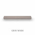 Top view of a 5-inch thick red oak floating mantel finished in gray wash, showing muted gray tones and natural grain texture.
