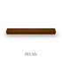 Top view of a 5-inch thick red oak floating mantel finished in pecan, showing warm dark-brown tones and wood grain detail.