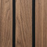 Close-up of Tawny Wide acoustic slat wall panel highlighting the real wood veneer, wide slat profile, and black acoustic felt backing.