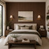 Modern bedroom featuring Tawny Wide acoustic slat wall panels as a full-height accent wall behind the bed.